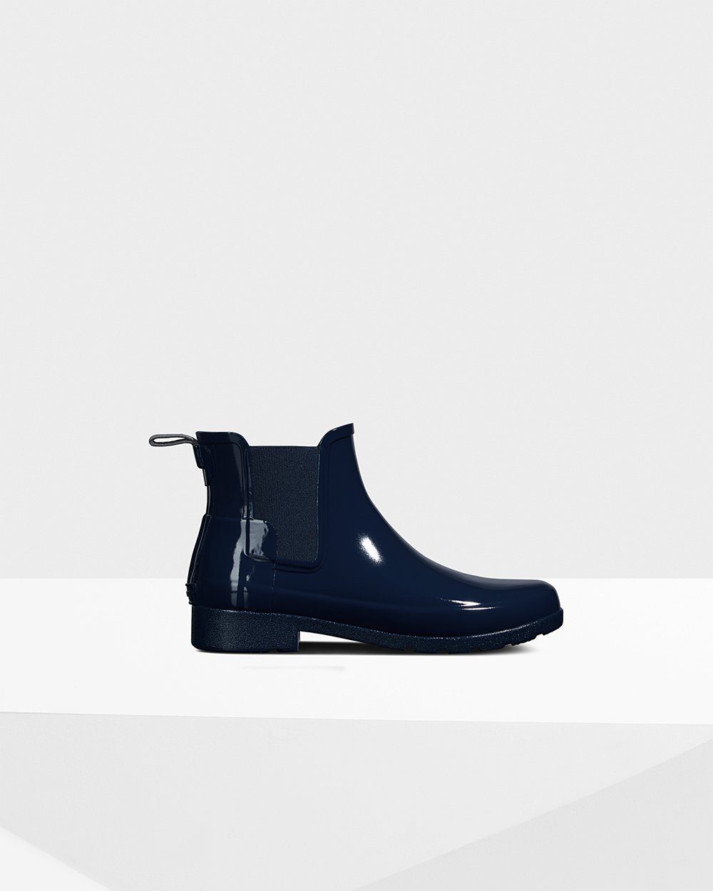 Womens Chelsea Boots - Hunter Refined Gloss Slim Fit (07MABVHDT) - Navy
